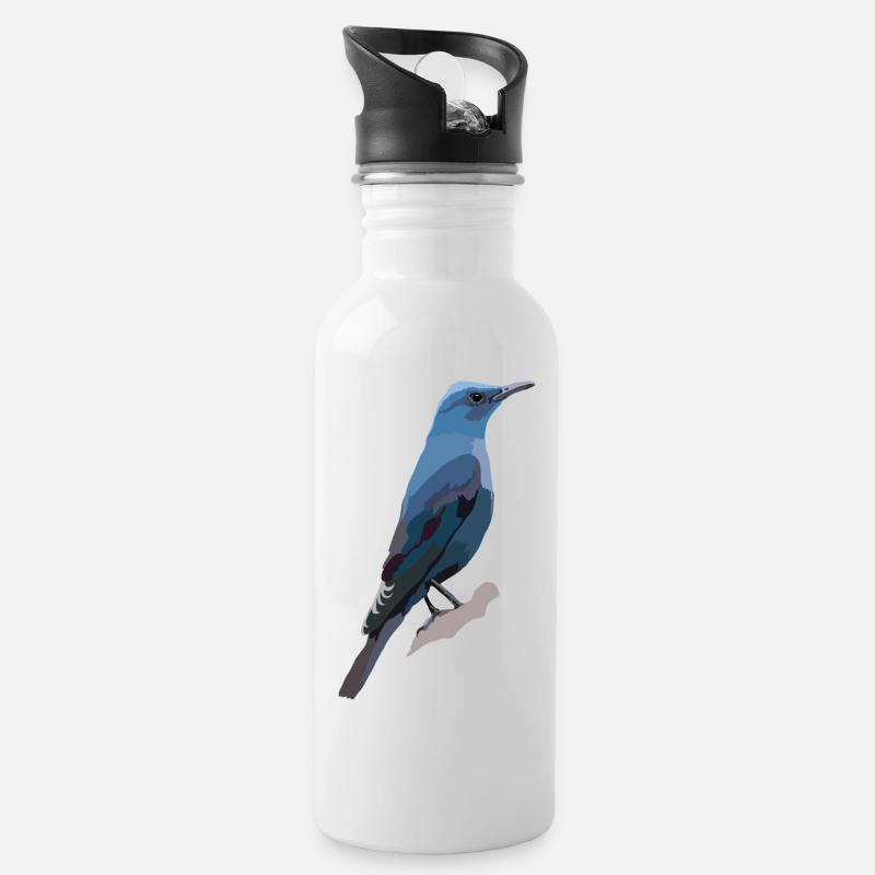 Blaumerle - Trinkflasche mit integriertem Trinkhalm - Weiß