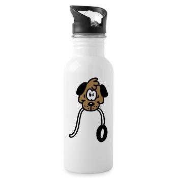 will Gassi gehen - Trinkflasche mit integriertem Trinkhalm - Weiß - Rechts
