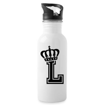 Letter L - Water bottle with straw - white - Right