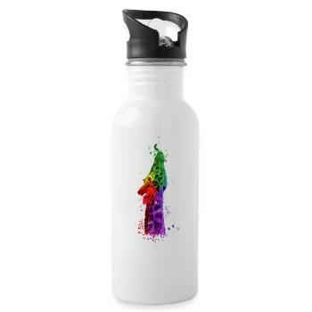 Multicolour Giraffe - Water bottle with straw - white - Right