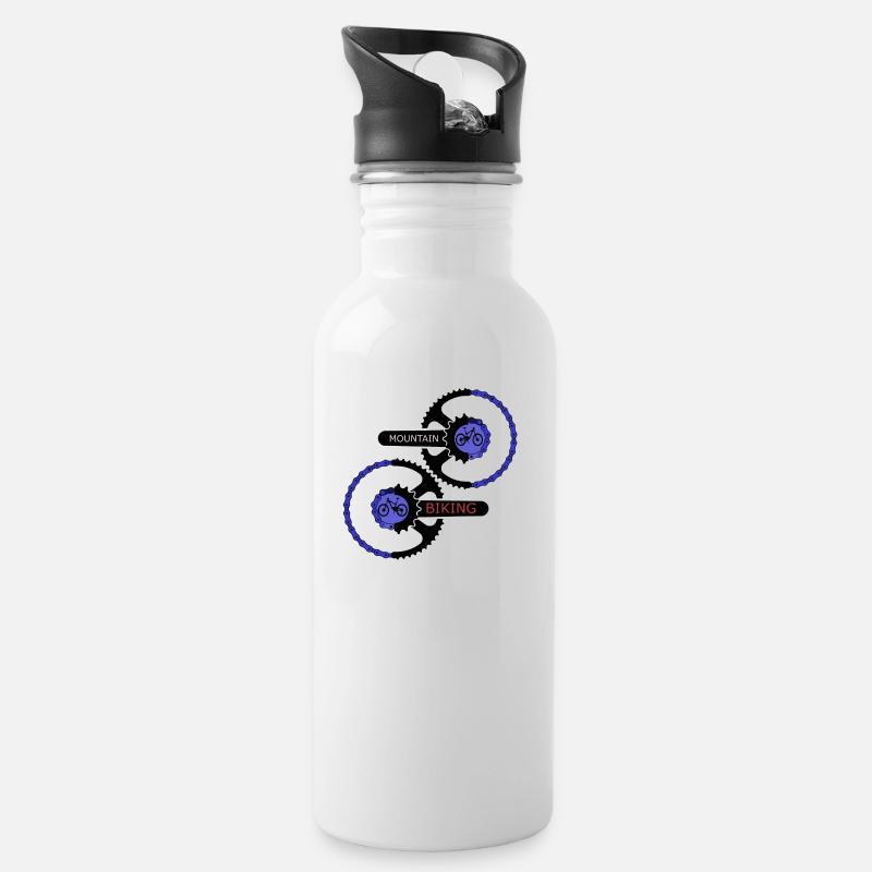 mountain biking gears - MTB LOVE - Trinkflasche mit integriertem Trinkhalm - Weiß