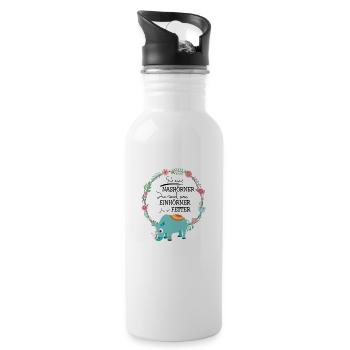 Nashorn Einhorn süß - Trinkflasche mit integriertem Trinkhalm - Weiß - Rechts