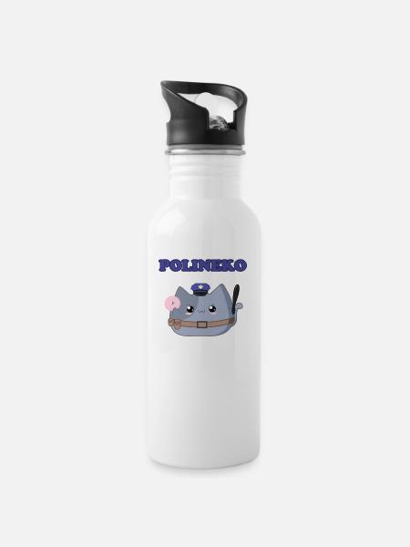Polineko - Trinkflasche mit integriertem Trinkhalm - Weiß
