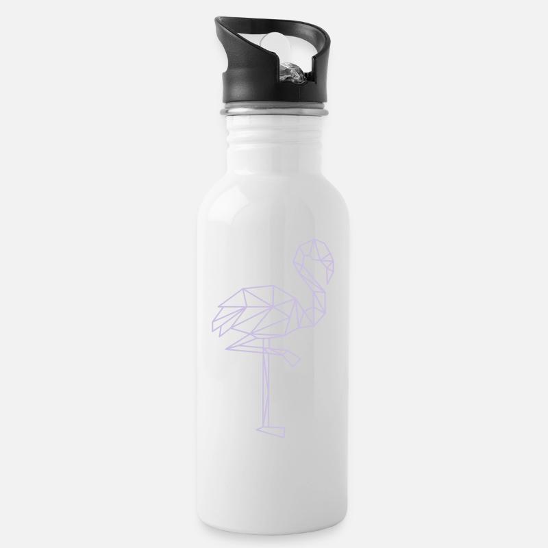 flamingo - Trinkflasche mit integriertem Trinkhalm - Weiß
