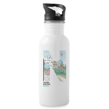 Immer wieder Neuss - Trinkflasche mit integriertem Trinkhalm - Weiß - Rechts