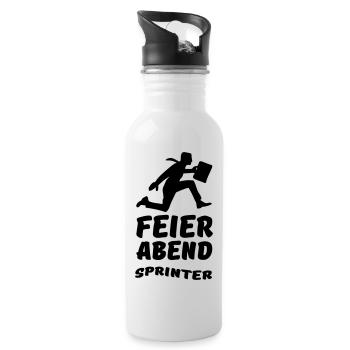 Feierabend Sprinter Geschenk Arbeit Büro - Trinkflasche mit integriertem Trinkhalm - Weiß - Rechts