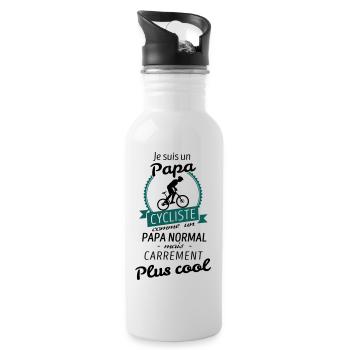 Papa Cycliste - Gourde avec paille intégrée - blanc - Droite
