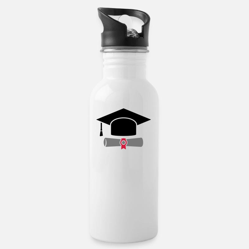 Doctor's hat with certificate - gift for graduation - Water bottle with straw - white