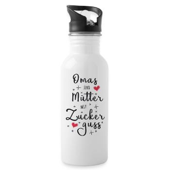 Omas sind Mütter mit Zuckerguss - Oma Geschenk - Trinkflasche mit integriertem Trinkhalm - Weiß - Rechts