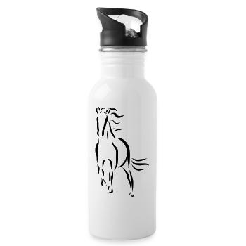 galoppierendes Pferd Hengst Stute reiten Zeichnung - Trinkflasche mit integriertem Trinkhalm - Weiß - Rechts