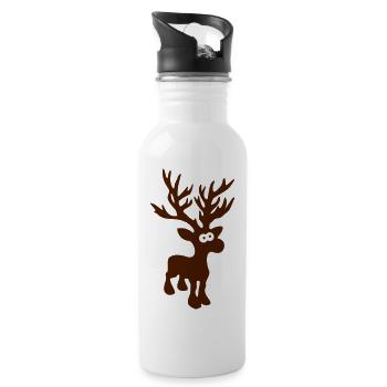 niedlicher Elch Karibu Rentier schnee ski - Trinkflasche mit integriertem Trinkhalm - Weiß - Rechts