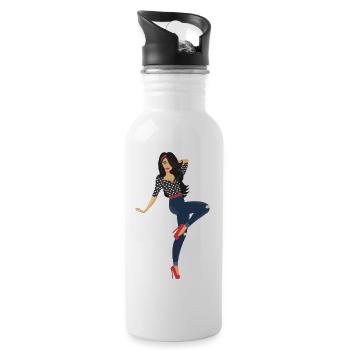 Pinup Girl - Trinkflasche mit integriertem Trinkhalm - Weiß - Rechts