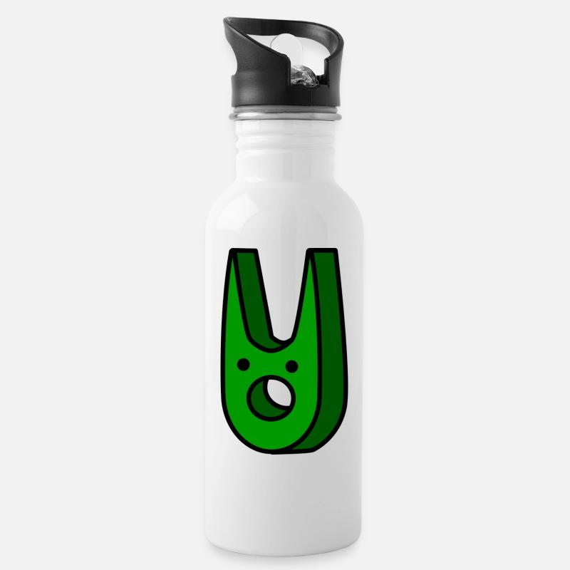 Katze wtf - Trinkflasche mit integriertem Trinkhalm - Weiß