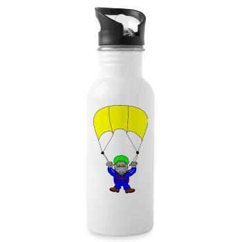 parachute skydiving parachuting skydiver - Water bottle with straw - white - Right