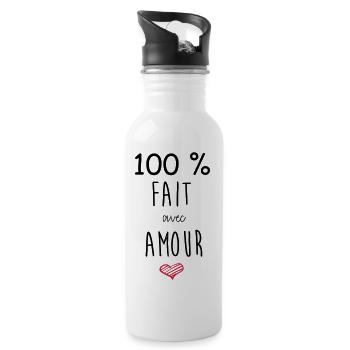 100% FAIT AVEC AMOUR - Gourde avec paille intégrée - blanc - Droite