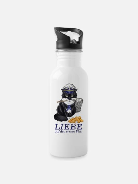 Kapitän Roxy - Version 3 - Trinkflasche mit integriertem Trinkhalm - Weiß