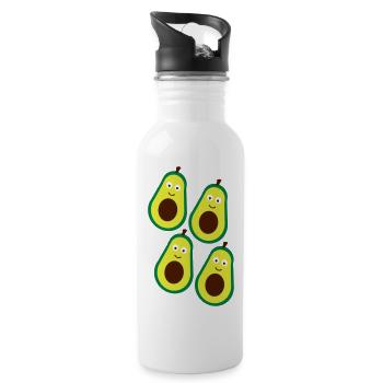 Avocado gift vegan birthday baby - Water bottle with straw - white - Right