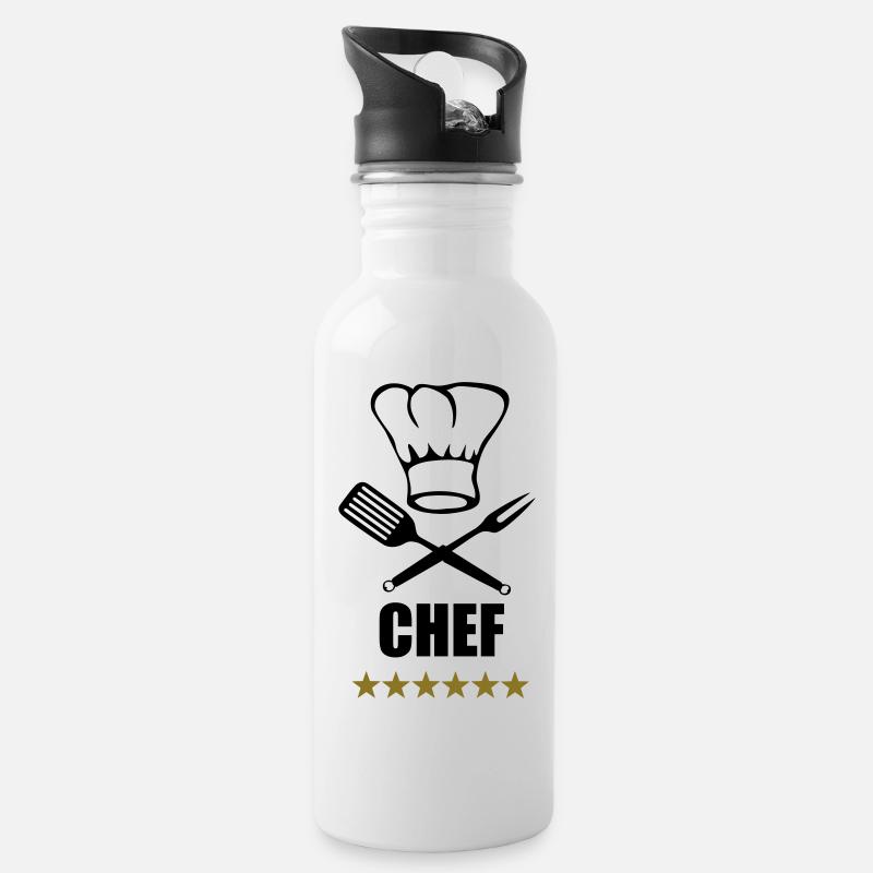 Kochen - Trinkflasche mit integriertem Trinkhalm - Weiß