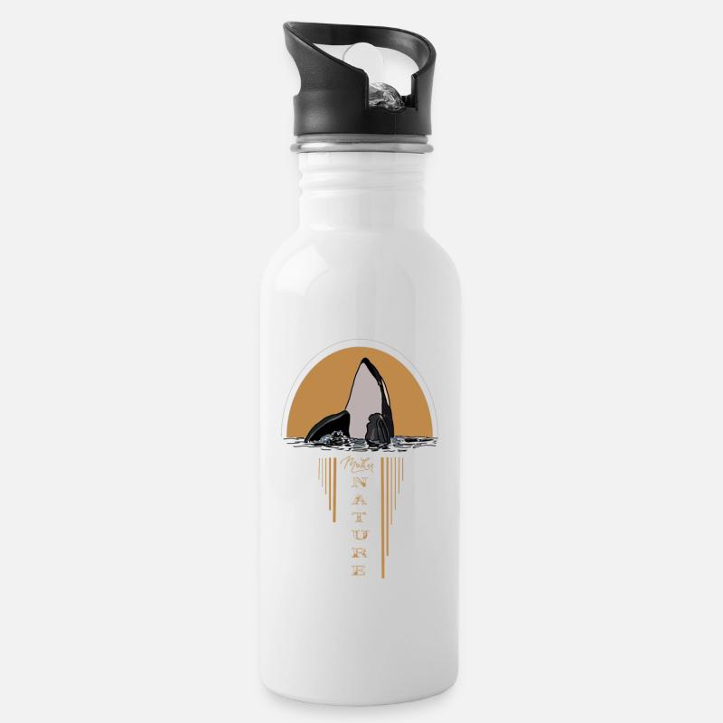 Mutter Natur Wal Umwelt Orca Meer - Trinkflasche mit integriertem Trinkhalm - Weiß