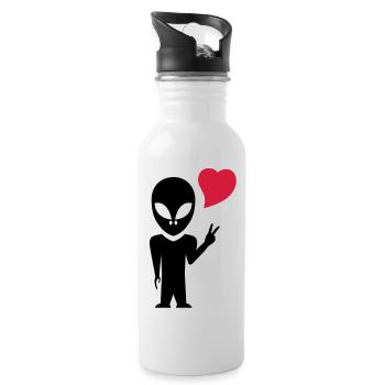 alien_love - Trinkflasche mit integriertem Trinkhalm - Weiß - Rechts