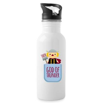 Thor Donnergott God of Thunder Brusttasche Baby - Trinkflasche mit integriertem Trinkhalm - Weiß - Rechts