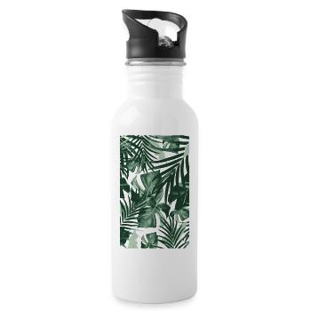 Tropical Leaves - Trinkflasche mit integriertem Trinkhalm - Weiß - Rechts