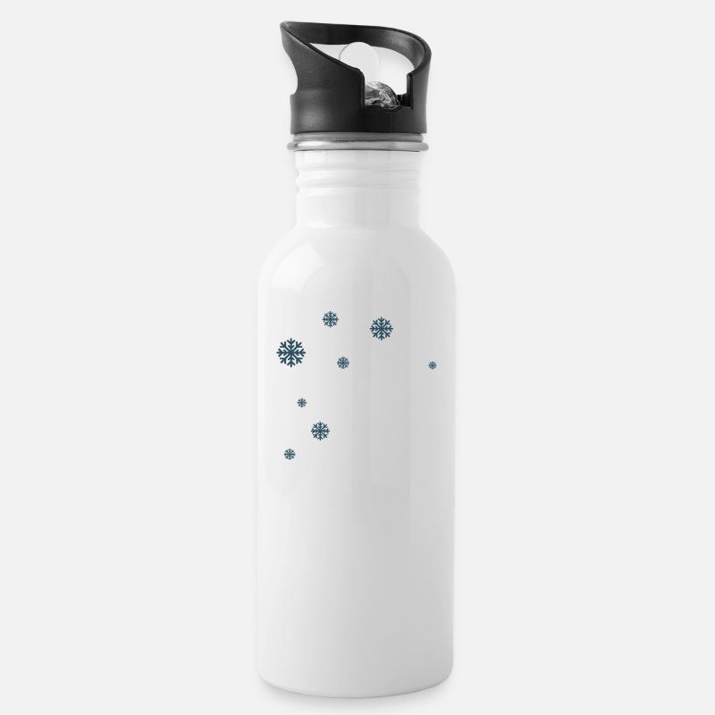Flocons de neige - Gourde avec paille intégrée - blanc