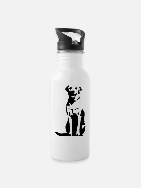 Labrador Retriever black - Water bottle with straw - white