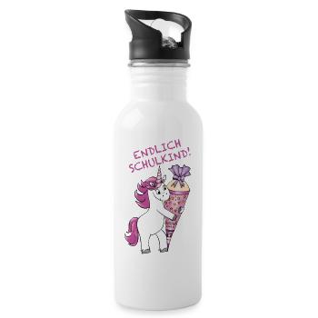 School enrollment Unicorn with sugar cone Back to school - Water bottle with straw - white - Right