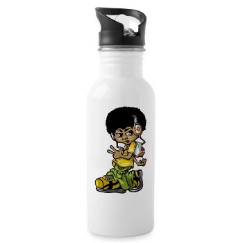 VIntage hip hop b-boy - Water bottle with straw - white - Right