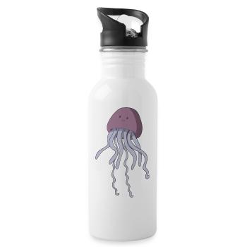 Qualle - Trinkflasche mit integriertem Trinkhalm - Weiß - Rechts