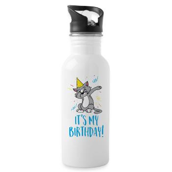 It's my birthday - Water bottle with straw - white - Right