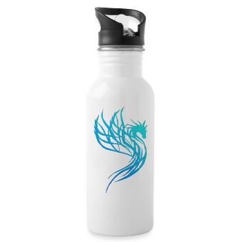 Blauer Wasser-Drache - Trinkflasche mit integriertem Trinkhalm - Weiß - Rechts