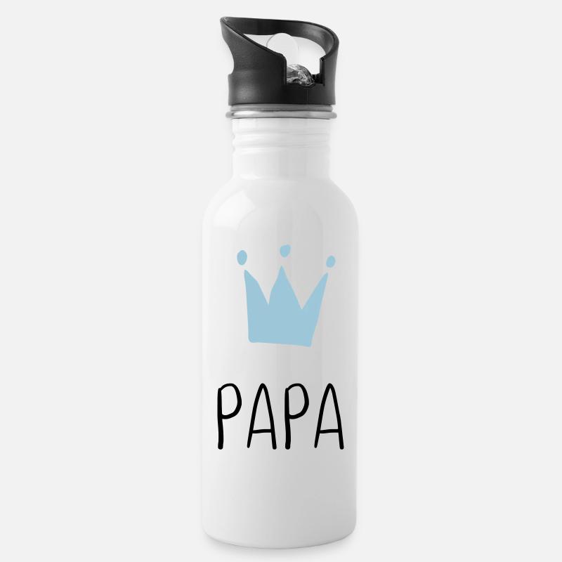 Papa Krone - Meilleur Papa - Gourde avec paille intégrée - blanc