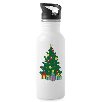 Weihnachtsbaum Tannenbaum Christbaum Weihnachten - Trinkflasche mit integriertem Trinkhalm - Weiß - Rechts