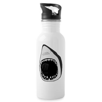 white shark jaws sharks fish fishing scuba diving - Water bottle with straw - white - Right