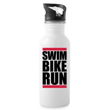 natation vélo courir texte logo triathlon sport marathon a - Gourde avec paille intégrée - blanc - Droite