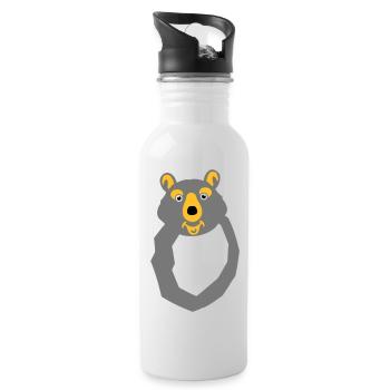 bear letter o drawing - Water bottle with straw - white - Right