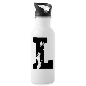 L - Buchstabe - Trinkflasche mit integriertem Trinkhalm - Weiß - Rechts