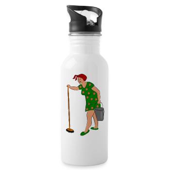Putzfrau Arbeit Hausfrau - Trinkflasche mit integriertem Trinkhalm - Weiß - Rechts