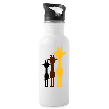 3 Couleurs Cool Girafe Contour Ombre Silhouette - Gourde avec paille intégrée - blanc - Droite