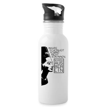 Wahre Schönheit - Berlin - Trinkflasche mit integriertem Trinkhalm - Weiß - Rechts