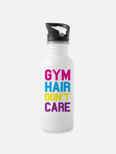 Gym - Trinkflasche mit integriertem Trinkhalm - Weiß