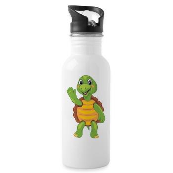 Tortue drôle de bande dessinée - Gourde avec paille intégrée - blanc - Droite