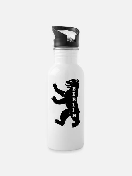 berlin - Trinkflasche mit integriertem Trinkhalm - Weiß