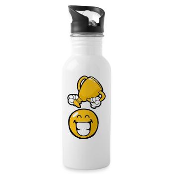 Smiley Winner - Trinkflasche mit integriertem Trinkhalm - Weiß - Rechts
