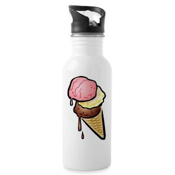 Eistüte mit drei Kugeln Eis - Trinkflasche mit integriertem Trinkhalm - Weiß - Rechts