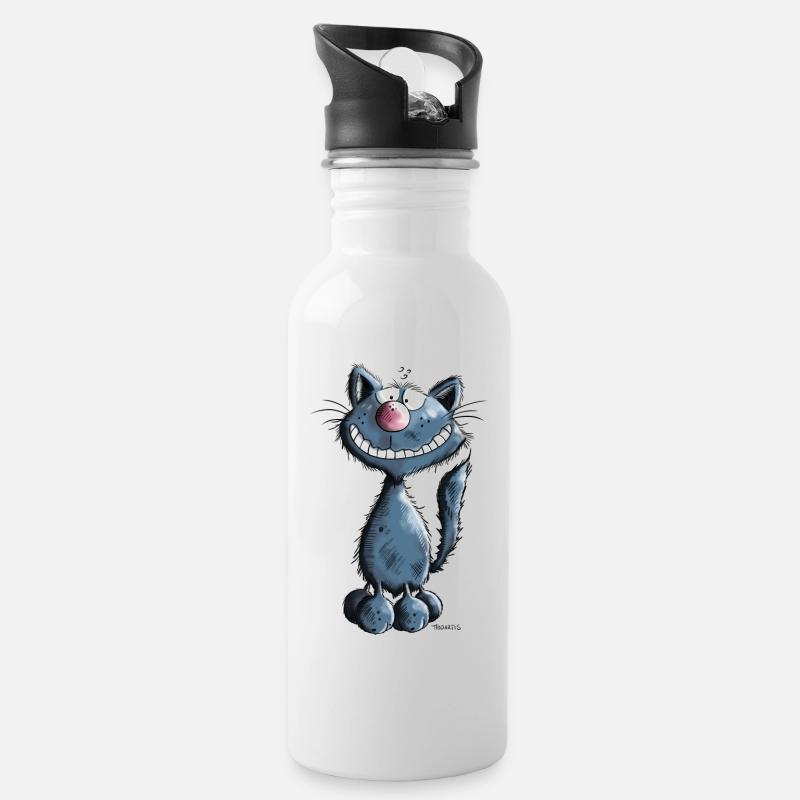 Smiling Cat - Gourde avec paille intégrée - blanc