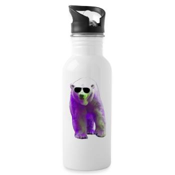 Polar Bear - Eisbär - Trinkflasche mit integriertem Trinkhalm - Weiß - Rechts