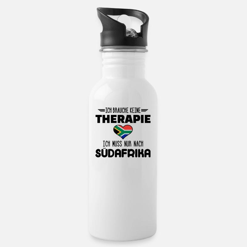 Südafrika - Trinkflasche mit integriertem Trinkhalm - Weiß